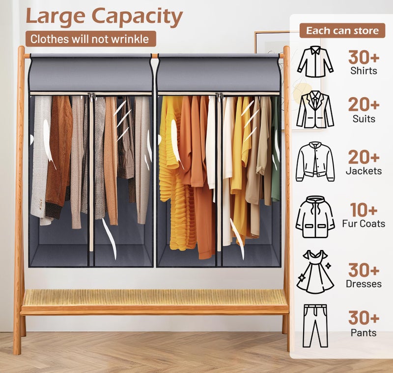MISSLO 43" Hanging Garment Bags for Hanging Clothes Fully Enclosed Coat Bags for Closet Storage Clothes Cover with Large Clear Window and 3 Zippers (Rack not included), 2 Packs - Image 5
